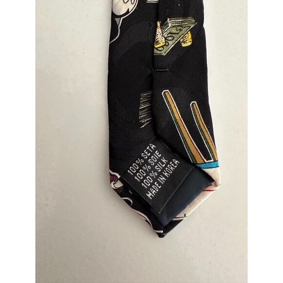 Disney Mickey Mouse Silk Tie Money Office Stock Market Black Workwear Vintage - Picture 4 of 5